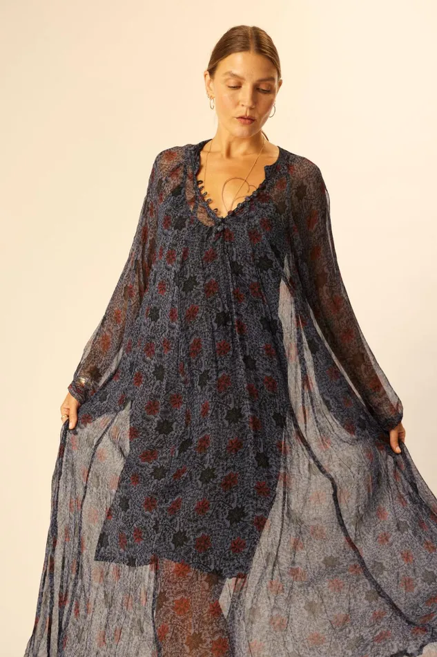 Fiore Maxi Snowflake Steel Blue Women Natalie Martin Dresses
