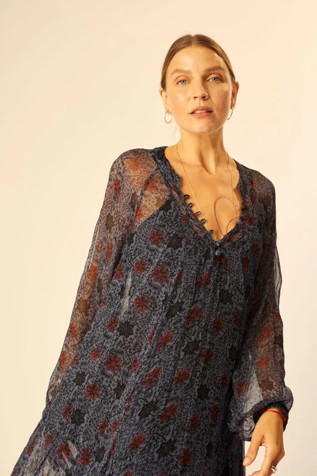 Fiore Maxi Snowflake Steel Blue Women Natalie Martin Dresses