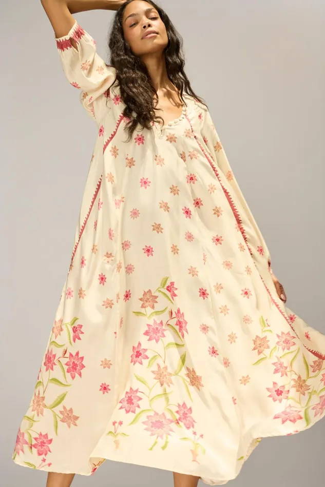 Fiore Maxi Starflower Cream Women Natalie Martin Dresses
