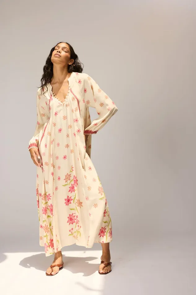 Fiore Maxi Starflower Cream Women Natalie Martin Dresses