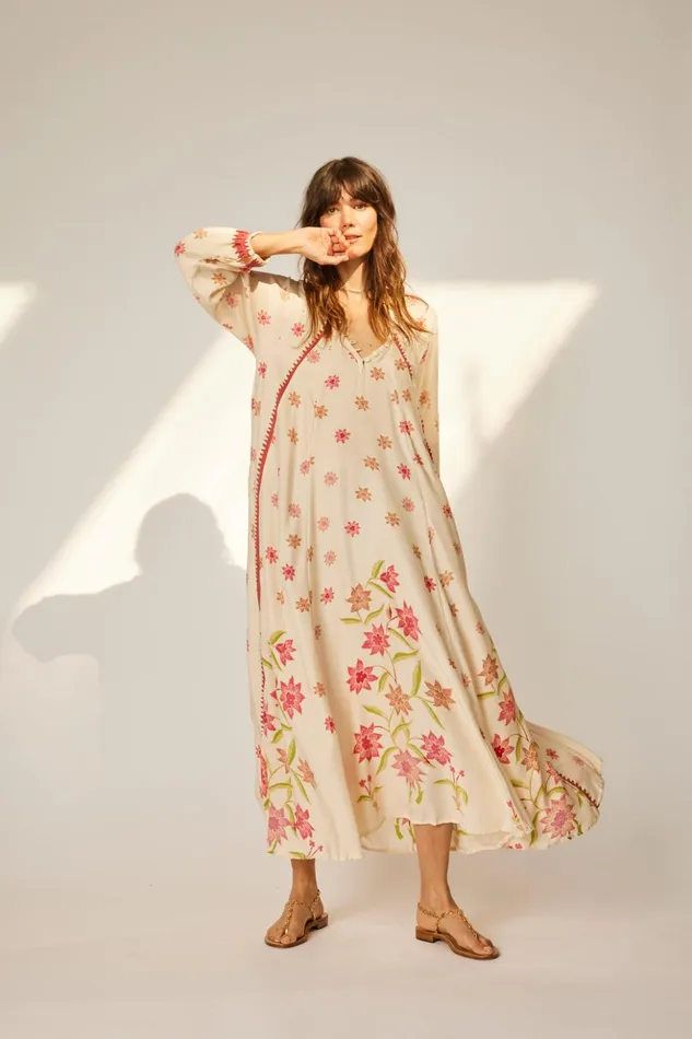 Fiore Maxi Starflower Cream Women Natalie Martin Dresses