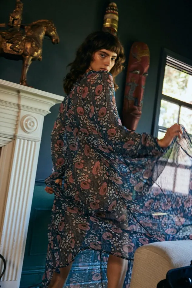 Fiore Maxi Vintage Flowers Indigo Women Natalie Martin Dresses