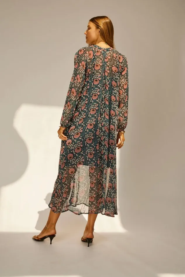 Fiore Maxi Vintage Flowers Indigo Women Natalie Martin Dresses