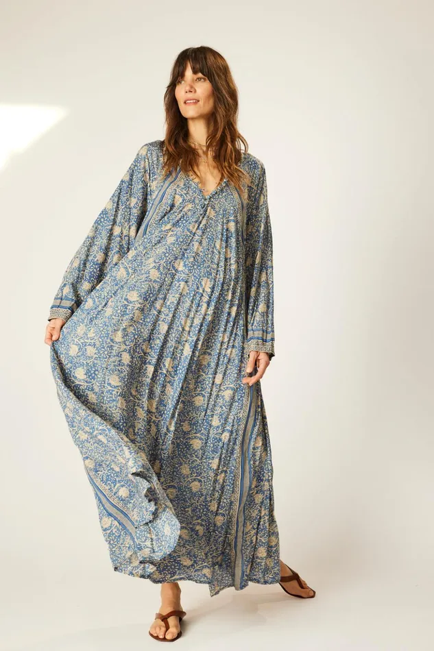 Fiore Maxi Water Lily Blue Women Natalie Martin Dresses
