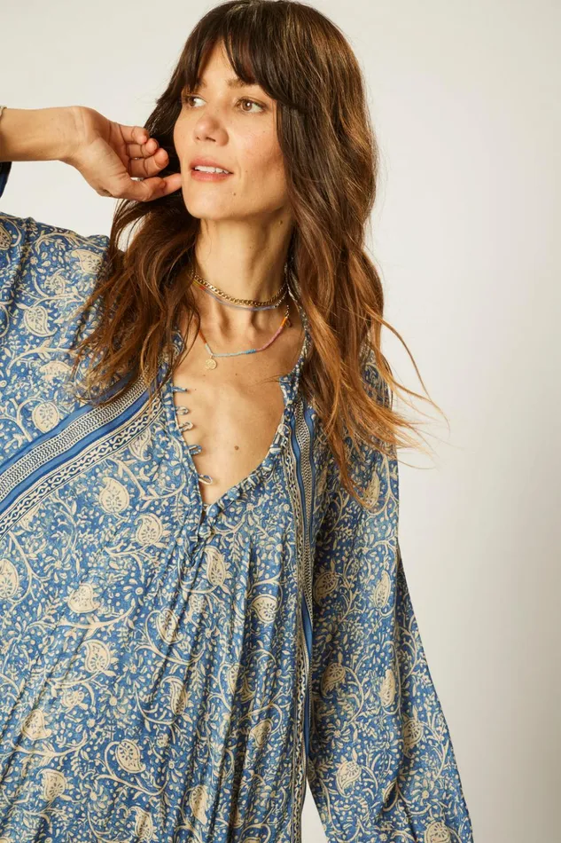 Fiore Maxi Water Lily Blue Women Natalie Martin Dresses