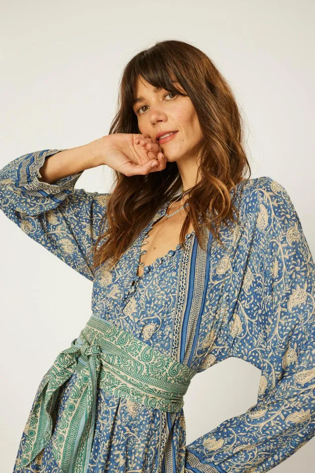 Fiore Maxi Water Lily Blue Women Natalie Martin Dresses