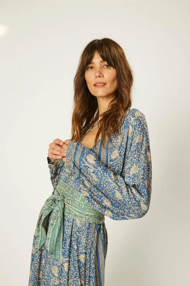 Fiore Maxi Water Lily Blue Women Natalie Martin Dresses