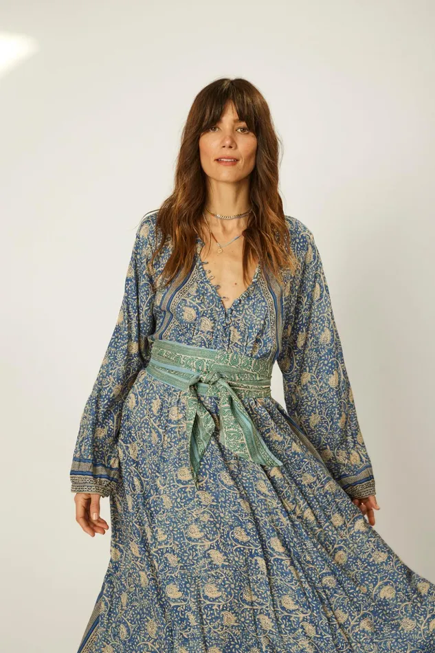 Fiore Maxi Water Lily Blue Women Natalie Martin Dresses