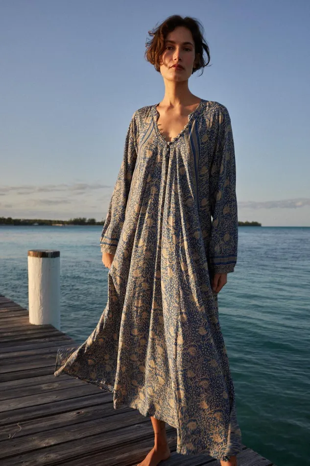 Fiore Maxi Water Lily Blue Women Natalie Martin Dresses