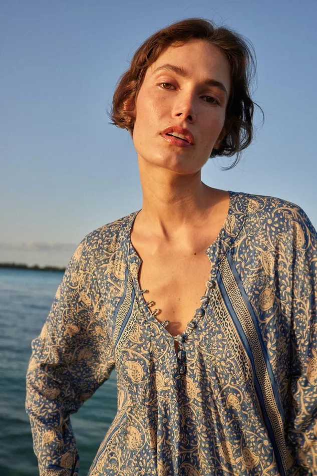 Fiore Maxi Water Lily Blue Women Natalie Martin Dresses