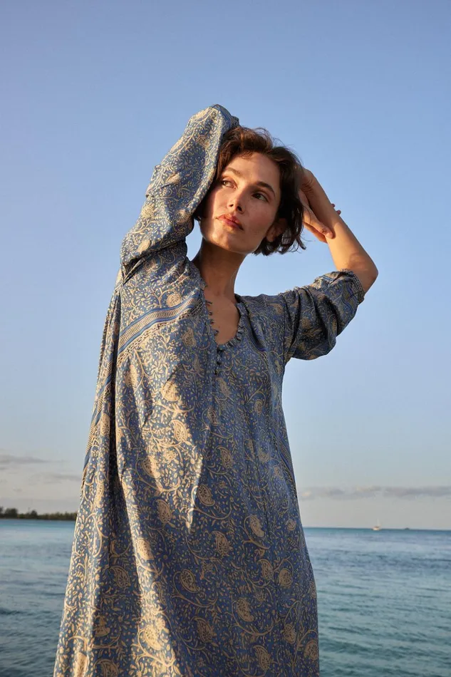 Fiore Maxi Water Lily Blue Women Natalie Martin Dresses