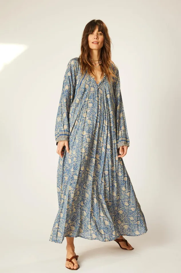 Fiore Maxi Water Lily Blue Women Natalie Martin Dresses