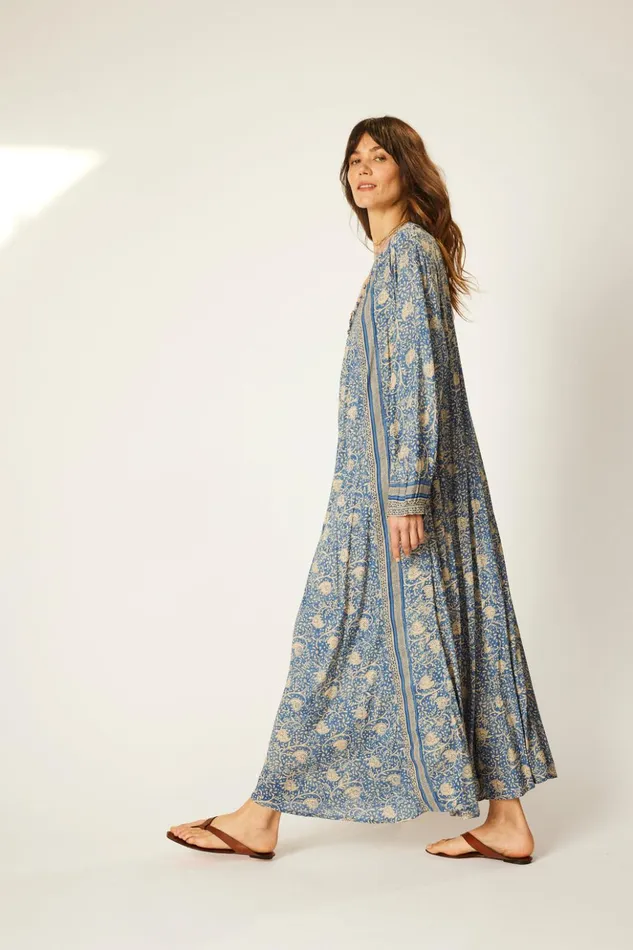 Fiore Maxi Water Lily Blue Women Natalie Martin Dresses