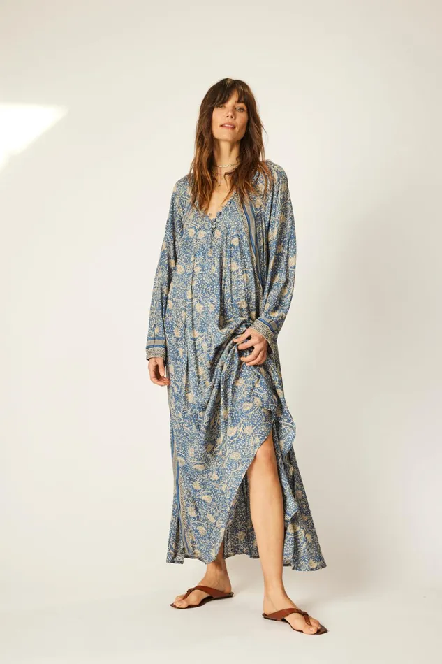 Fiore Maxi Water Lily Blue Women Natalie Martin Dresses