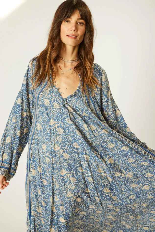 Fiore Maxi Water Lily Blue Women Natalie Martin Dresses