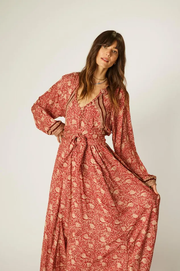 Fiore Maxi Water Lily Terracotta Women Natalie Martin Dresses