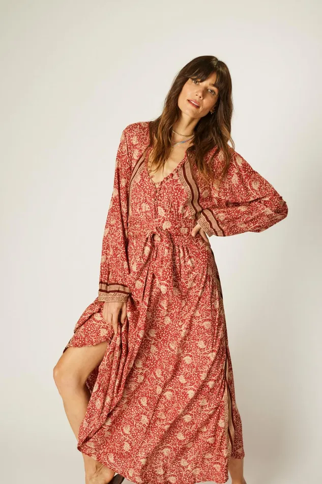 Fiore Maxi Water Lily Terracotta Women Natalie Martin Dresses