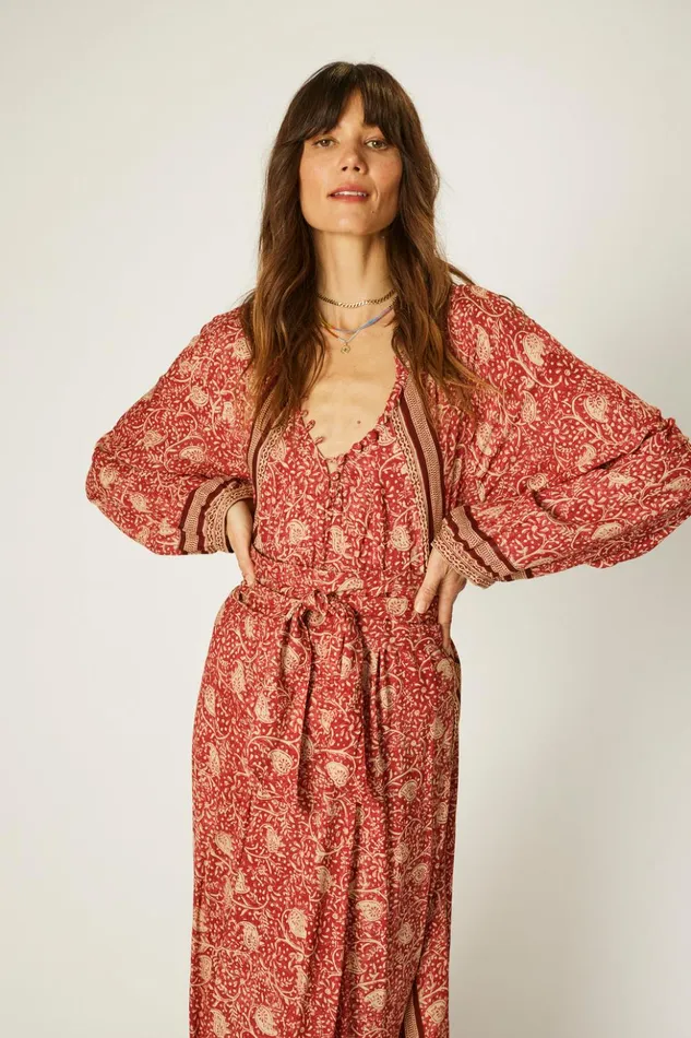 Fiore Maxi Water Lily Terracotta Women Natalie Martin Dresses