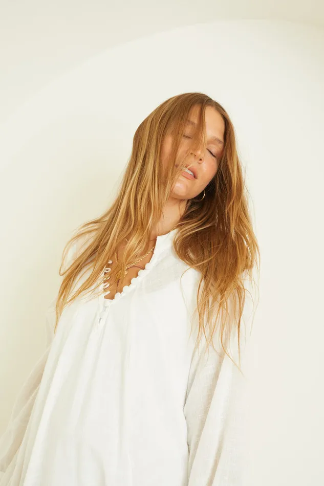 Fiore Maxi White Cotton Gauze Women Natalie Martin Dresses