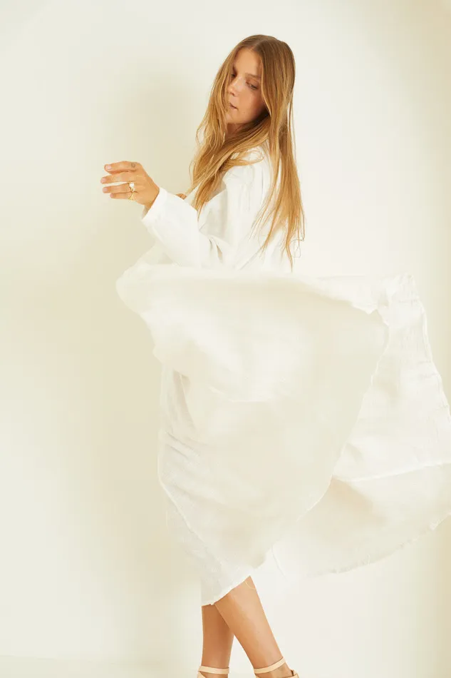 Fiore Maxi White Cotton Gauze Women Natalie Martin Dresses