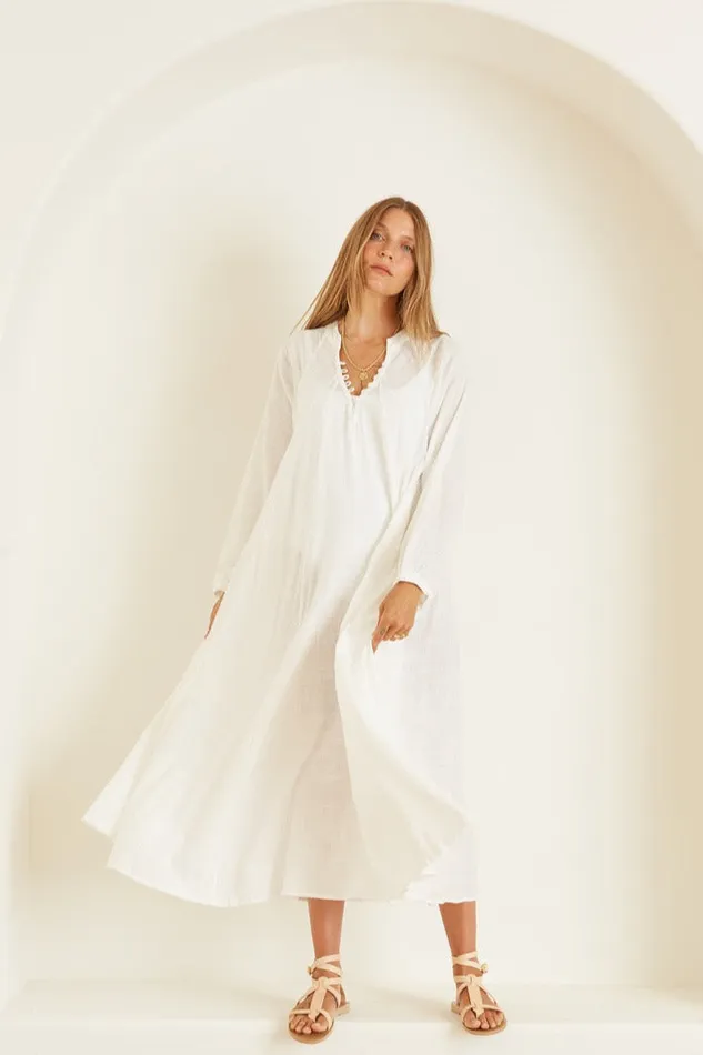 Fiore Maxi White Cotton Gauze Women Natalie Martin Dresses
