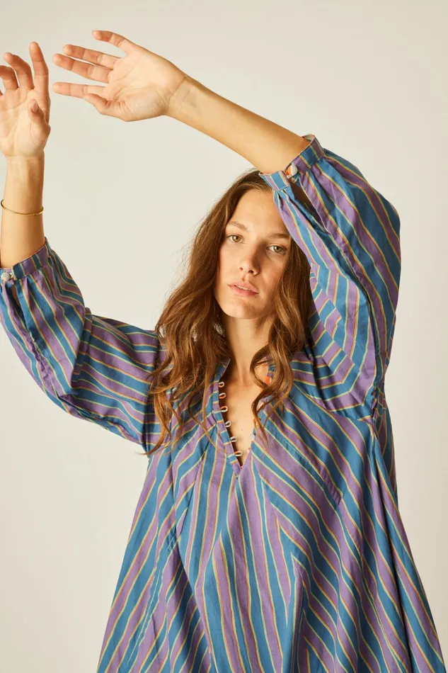Fiore Short Dress Batik Stripe Lavender Women Natalie Martin Dresses