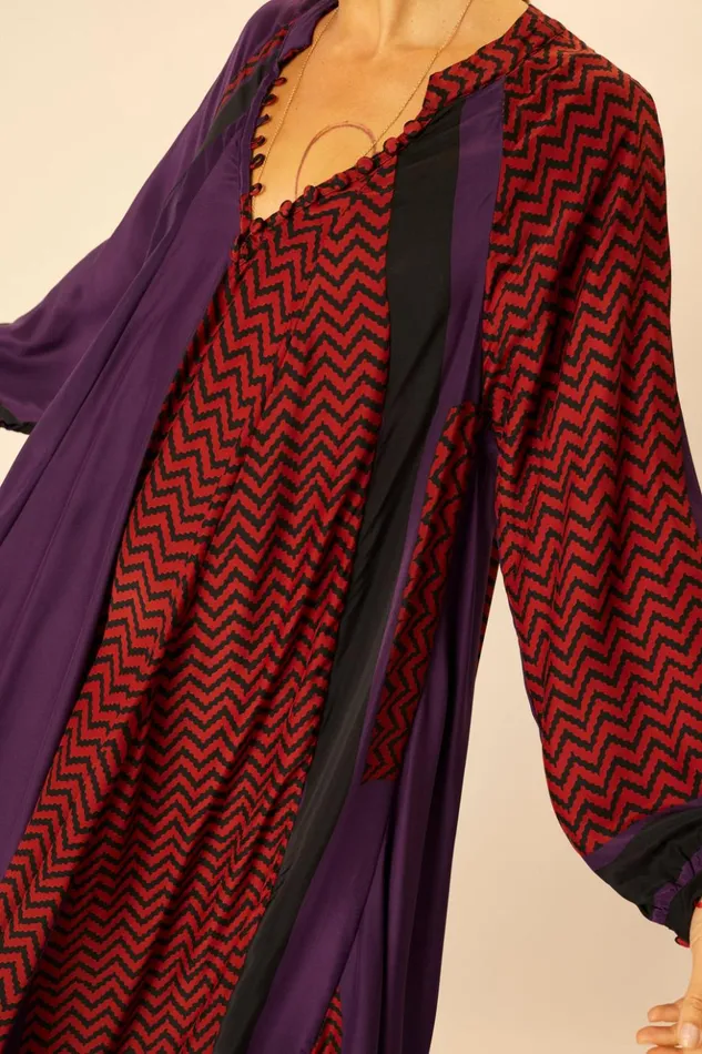 Fiore Short Dress Block Zigzag Aubergine Women Natalie Martin Dresses
