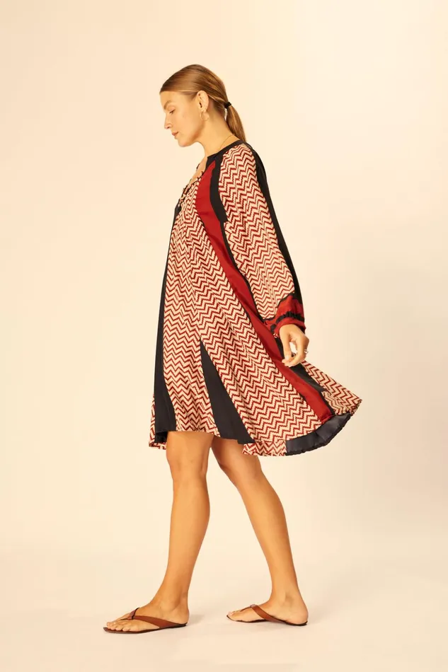 Fiore Short Dress Block Zigzag Noire Women Natalie Martin Dresses