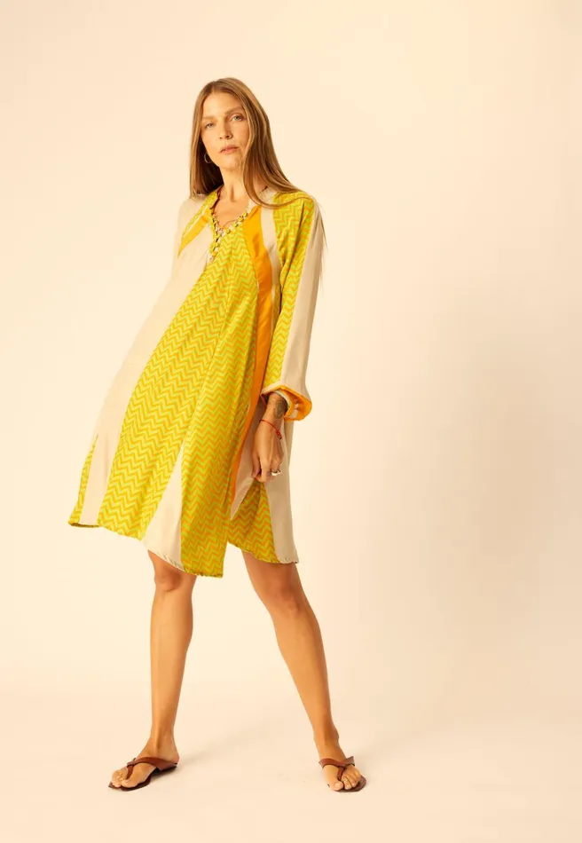 Fiore Short Dress Block Zigzag Tangerine Women Natalie Martin Dresses