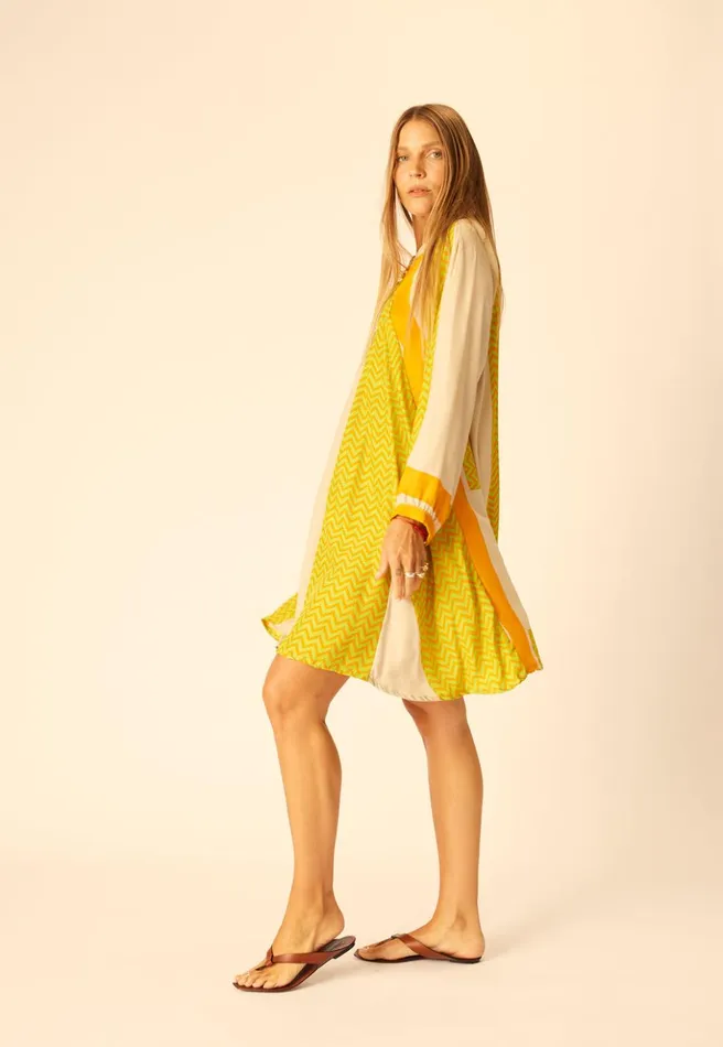 Fiore Short Dress Block Zigzag Tangerine Women Natalie Martin Dresses
