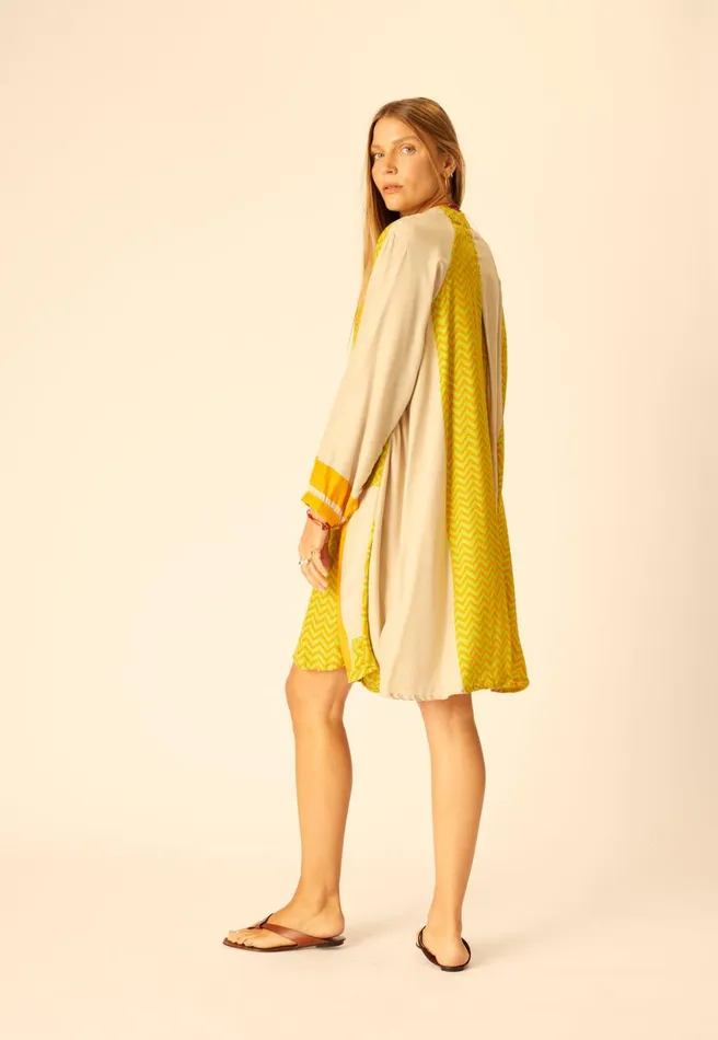 Fiore Short Dress Block Zigzag Tangerine Women Natalie Martin Dresses