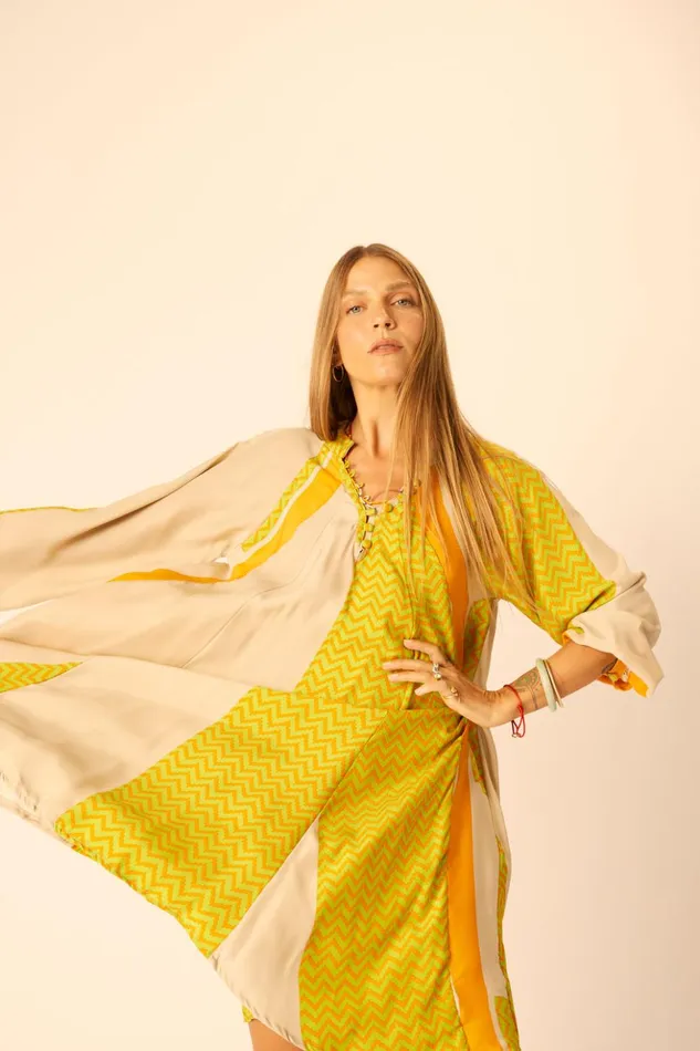 Fiore Short Dress Block Zigzag Tangerine Women Natalie Martin Dresses