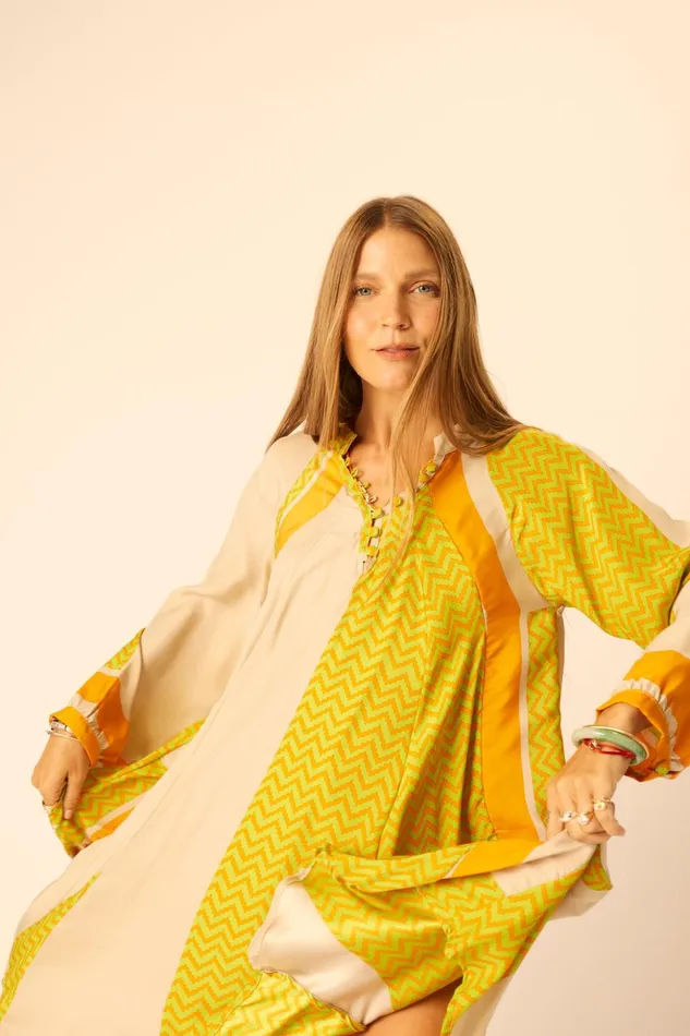 Fiore Short Dress Block Zigzag Tangerine Women Natalie Martin Dresses