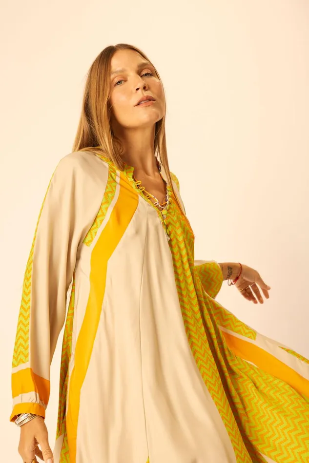 Fiore Short Dress Block Zigzag Tangerine Women Natalie Martin Dresses