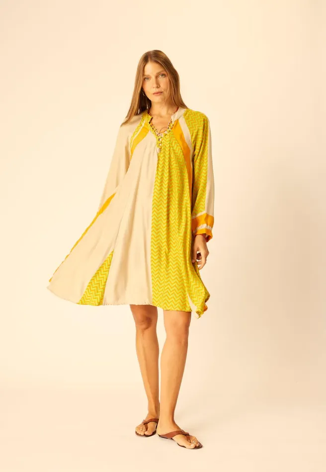 Fiore Short Dress Block Zigzag Tangerine Women Natalie Martin Dresses