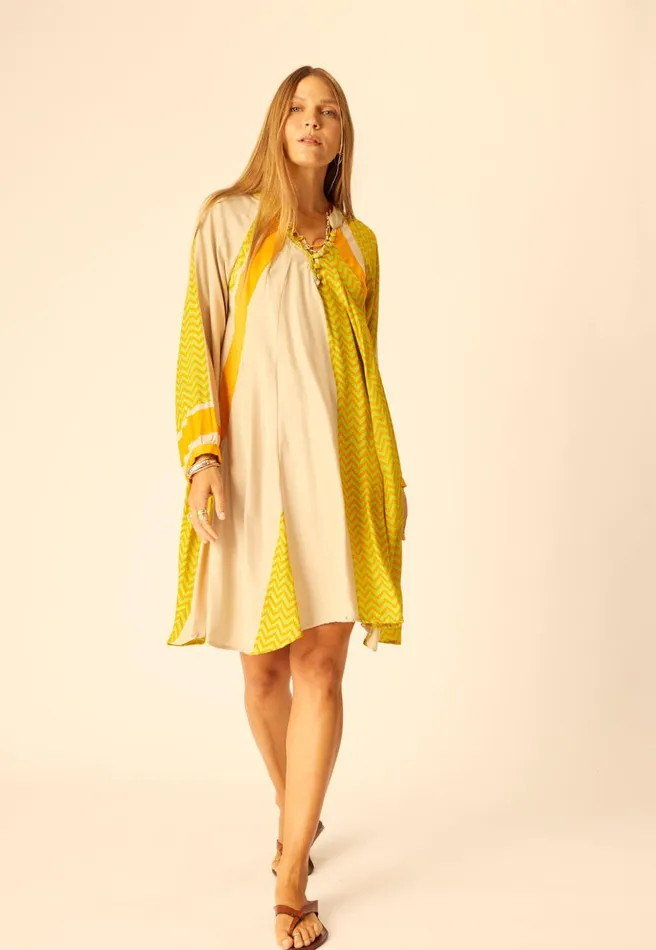 Fiore Short Dress Block Zigzag Tangerine Women Natalie Martin Dresses
