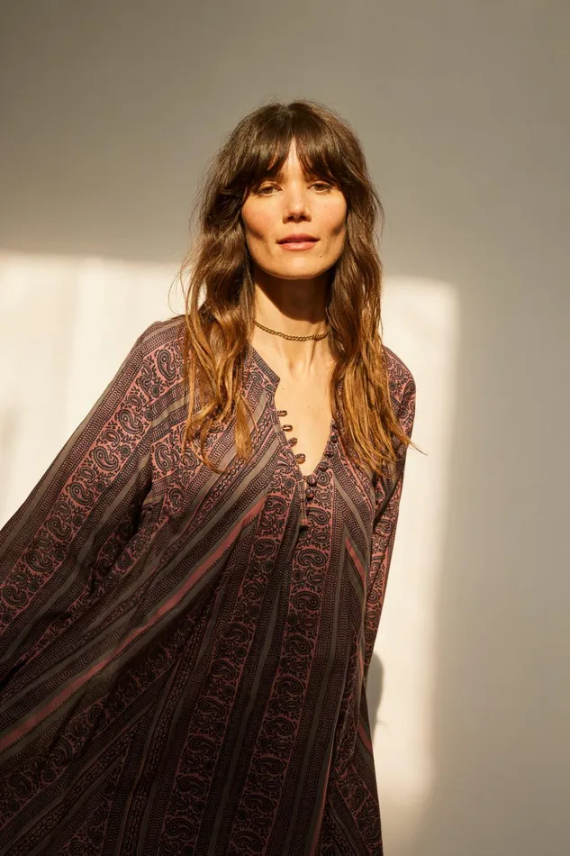 Fiore Short Dress Paisley Stripe Heather Women Natalie Martin Dresses