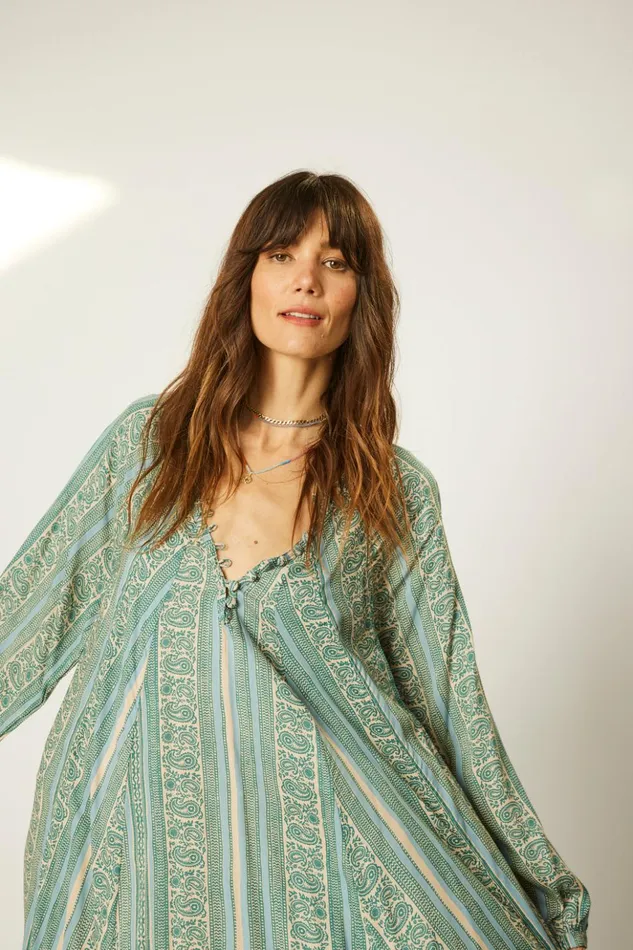 Fiore Short Dress Paisley Stripe Pool Women Natalie Martin Dresses