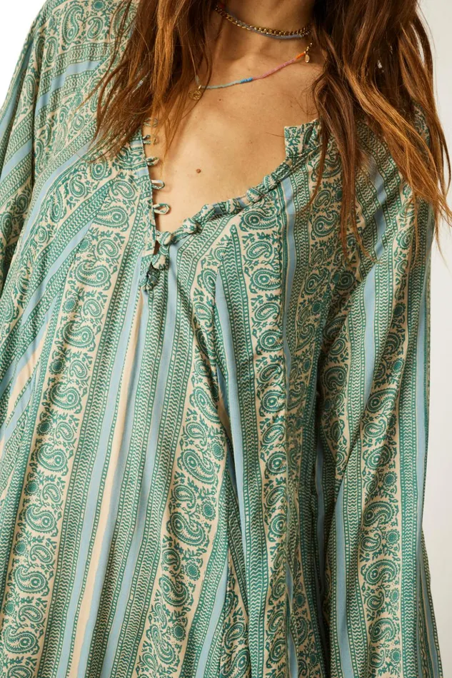 Fiore Short Dress Paisley Stripe Pool Women Natalie Martin Dresses