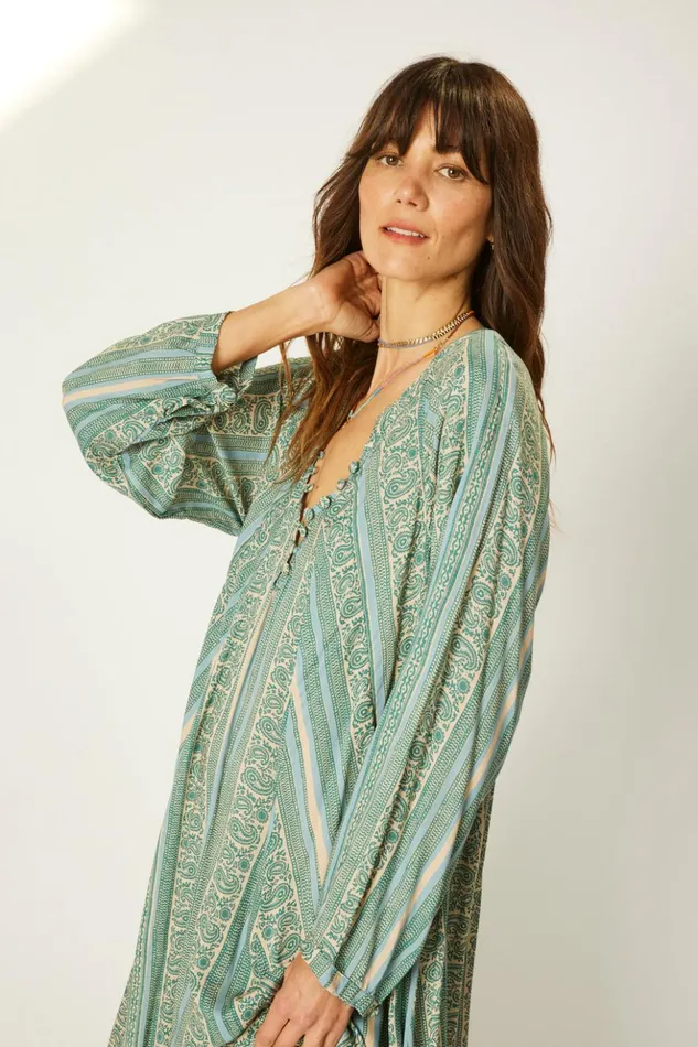 Fiore Short Dress Paisley Stripe Pool Women Natalie Martin Dresses