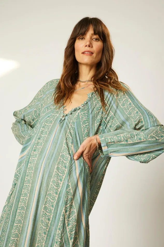 Fiore Short Dress Paisley Stripe Pool Women Natalie Martin Dresses