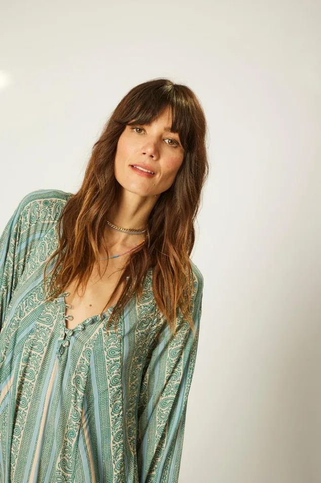 Fiore Short Dress Paisley Stripe Pool Women Natalie Martin Dresses