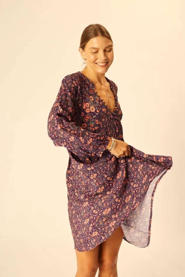 Fiore Short Dress Petite Fleur Aubergine Women Natalie Martin Dresses