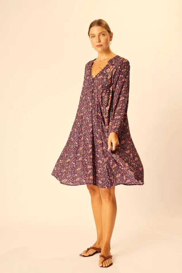 Fiore Short Dress Petite Fleur Aubergine Women Natalie Martin Dresses