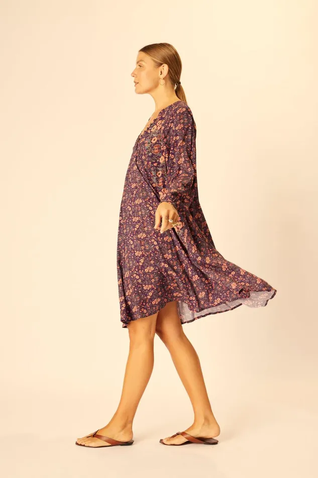 Fiore Short Dress Petite Fleur Aubergine Women Natalie Martin Dresses