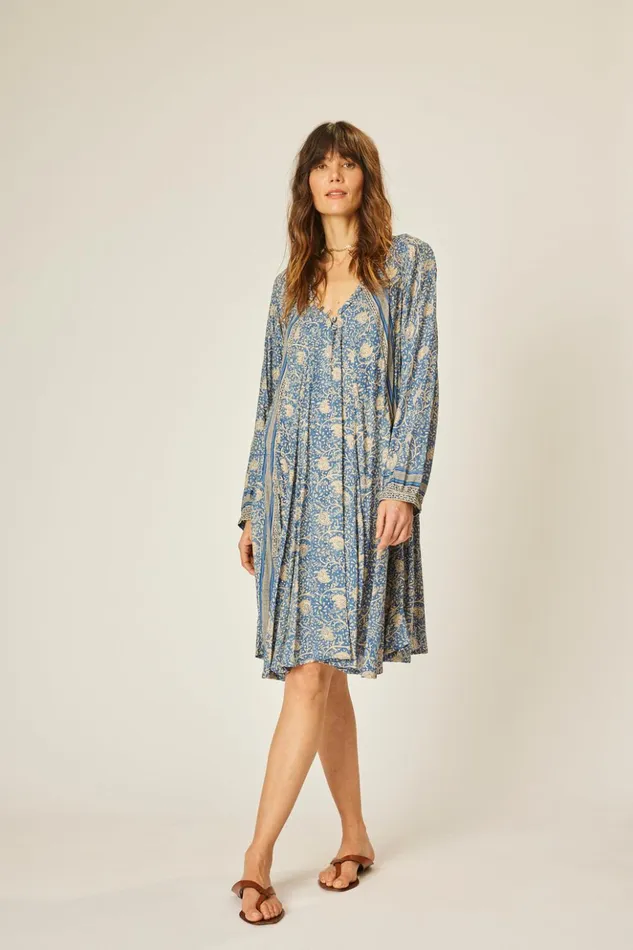 Fiore Short Dress Water Lily Blue Women Natalie Martin Dresses