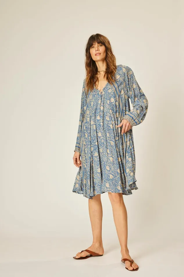 Fiore Short Dress Water Lily Blue Women Natalie Martin Dresses