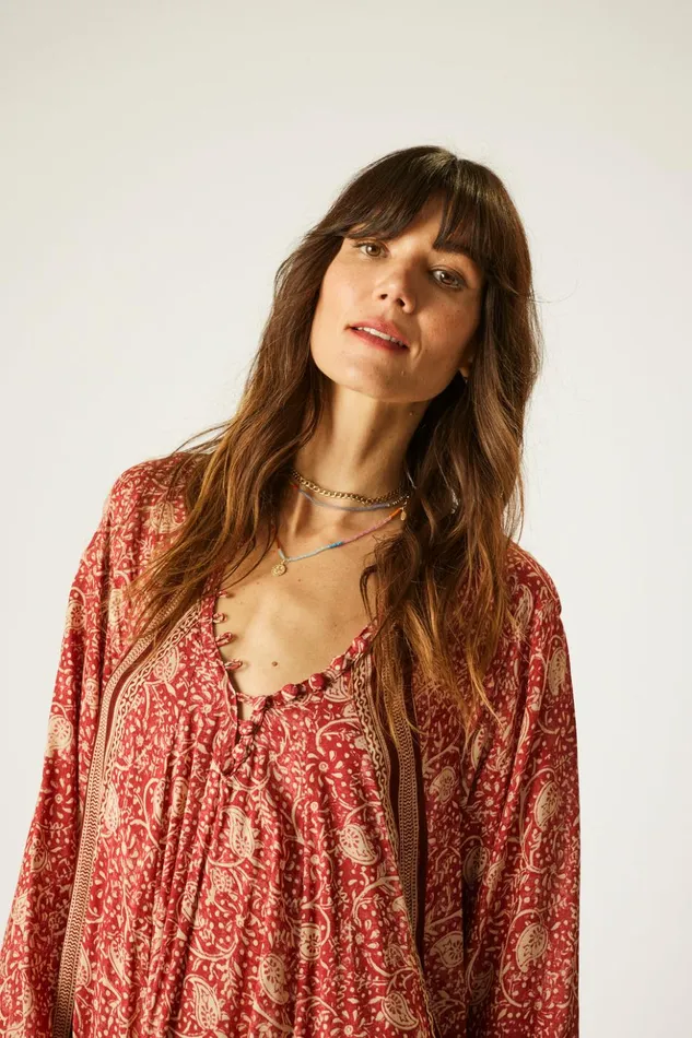 Fiore Short Dress Water Lily Terracotta Women Natalie Martin Dresses