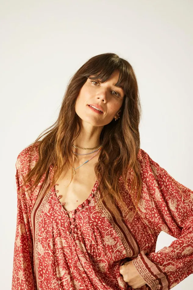 Fiore Short Dress Water Lily Terracotta Women Natalie Martin Dresses