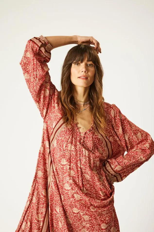 Fiore Short Dress Water Lily Terracotta Women Natalie Martin Dresses